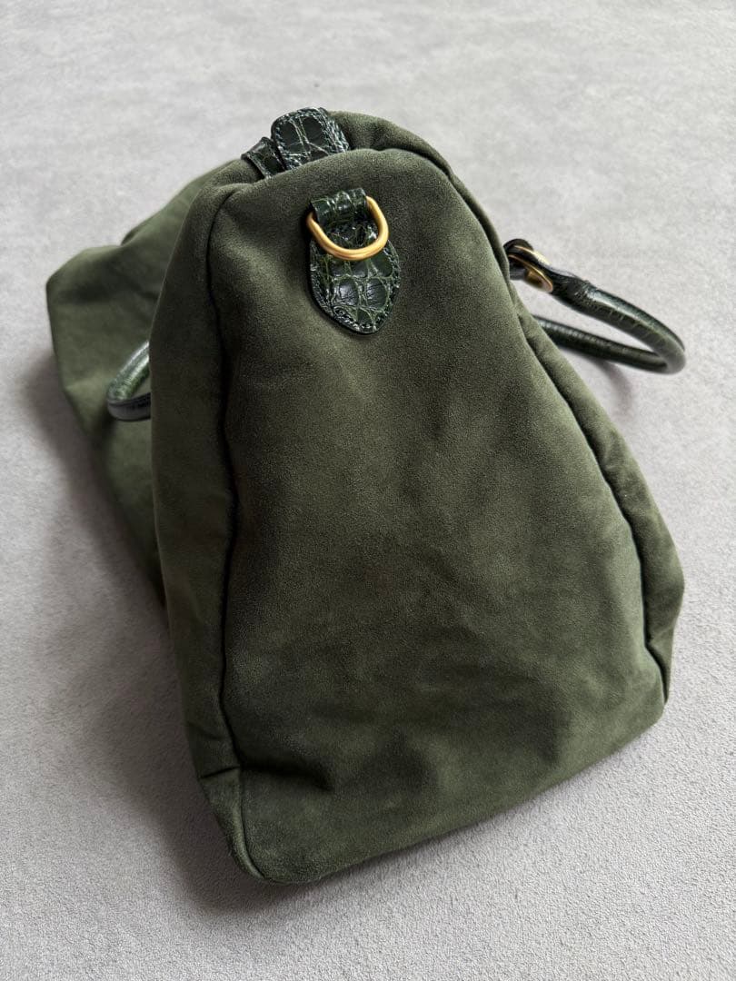 オールドBALENCIAGAバレンシアガ ロゴ スウェード ボストン バッグ
