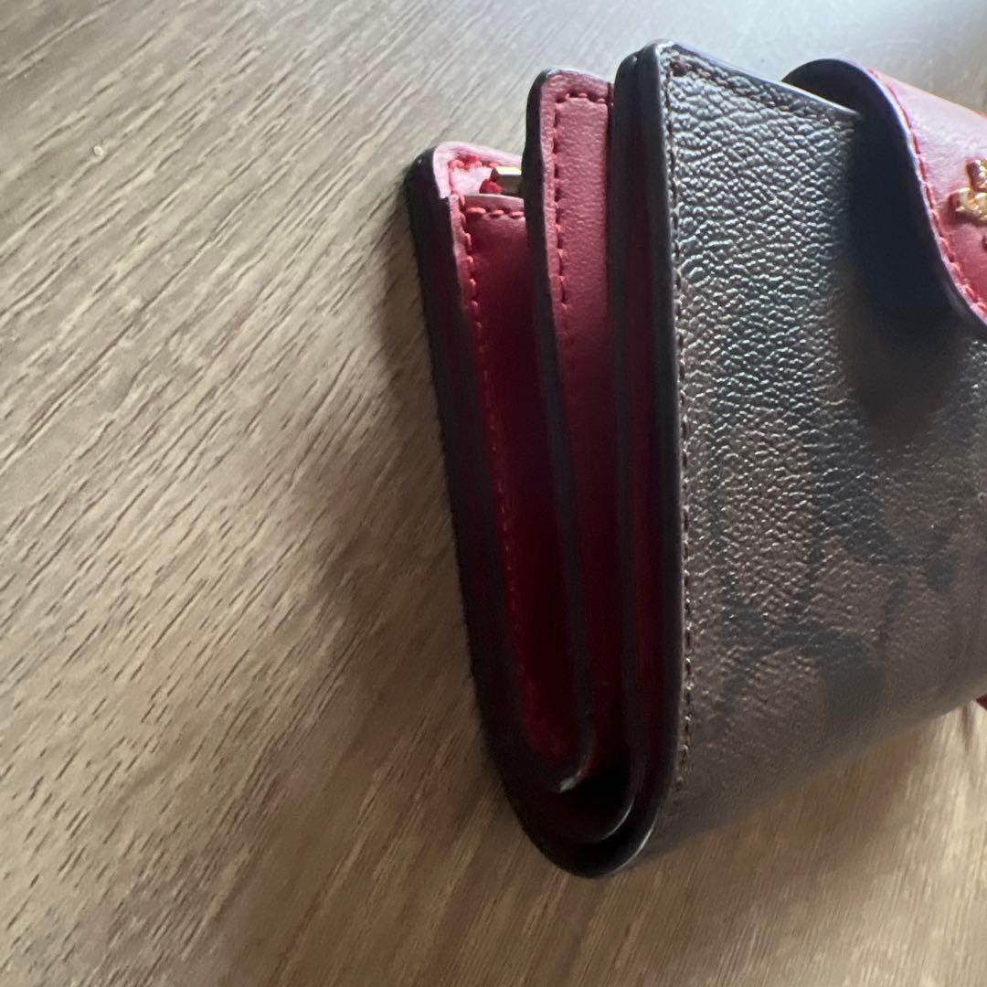 ☆COACH 二つ折り財布 ダークブラウン/レッド