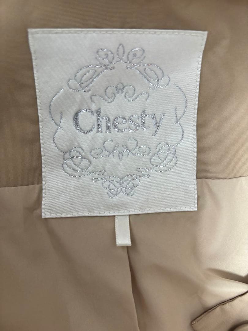 Chesty チェスティ　フラワー プリーツ コート　ワンピース　ベージュ　M