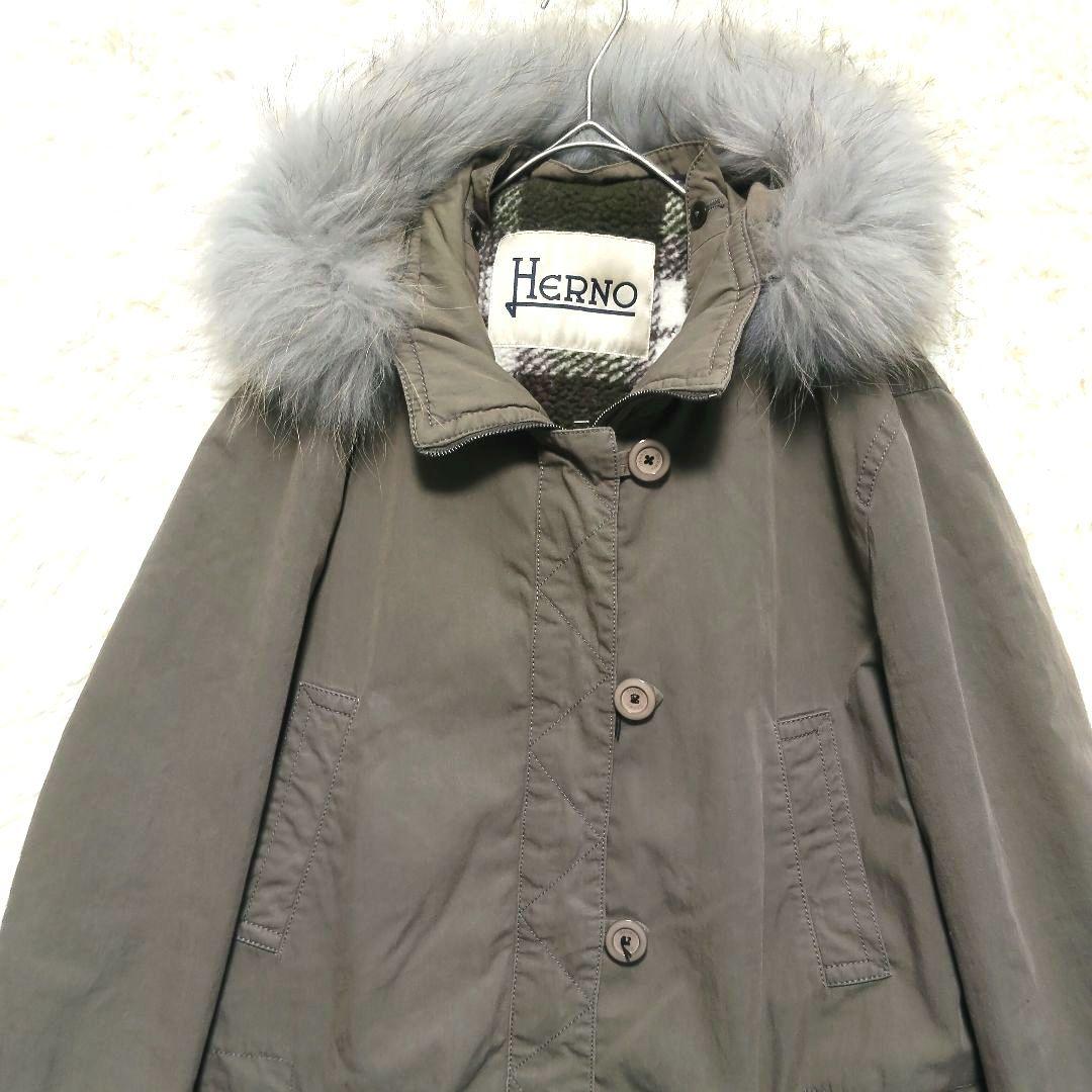 EU製　ヘルノ　HERNO　ファー付き　モッズコート　ボアライナー付き　50