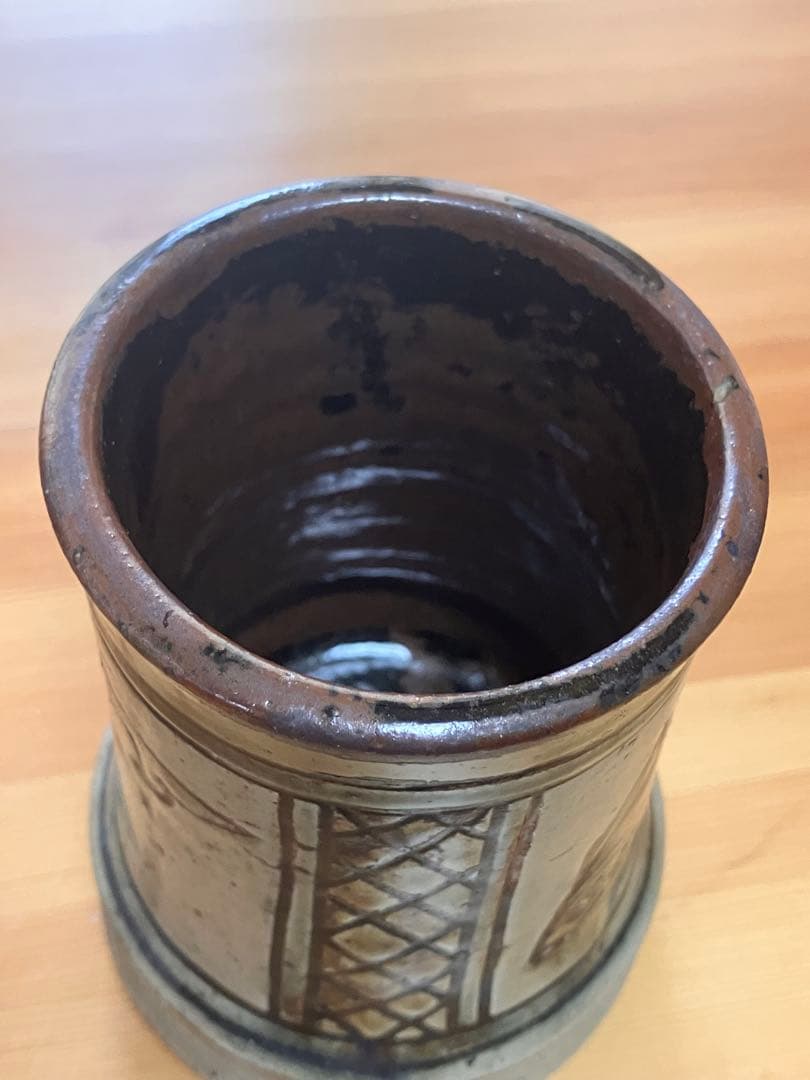 琉球　沖縄　壺屋焼　宮城智作　魚紋箸立て　花器　（金城次郎　宮城須美子）やちむん