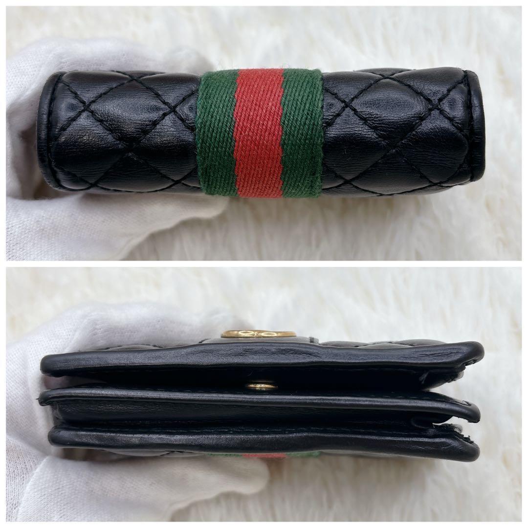 美品✨GUCCI 二つ折り財布 キルティング シェリーライン GGマーモント