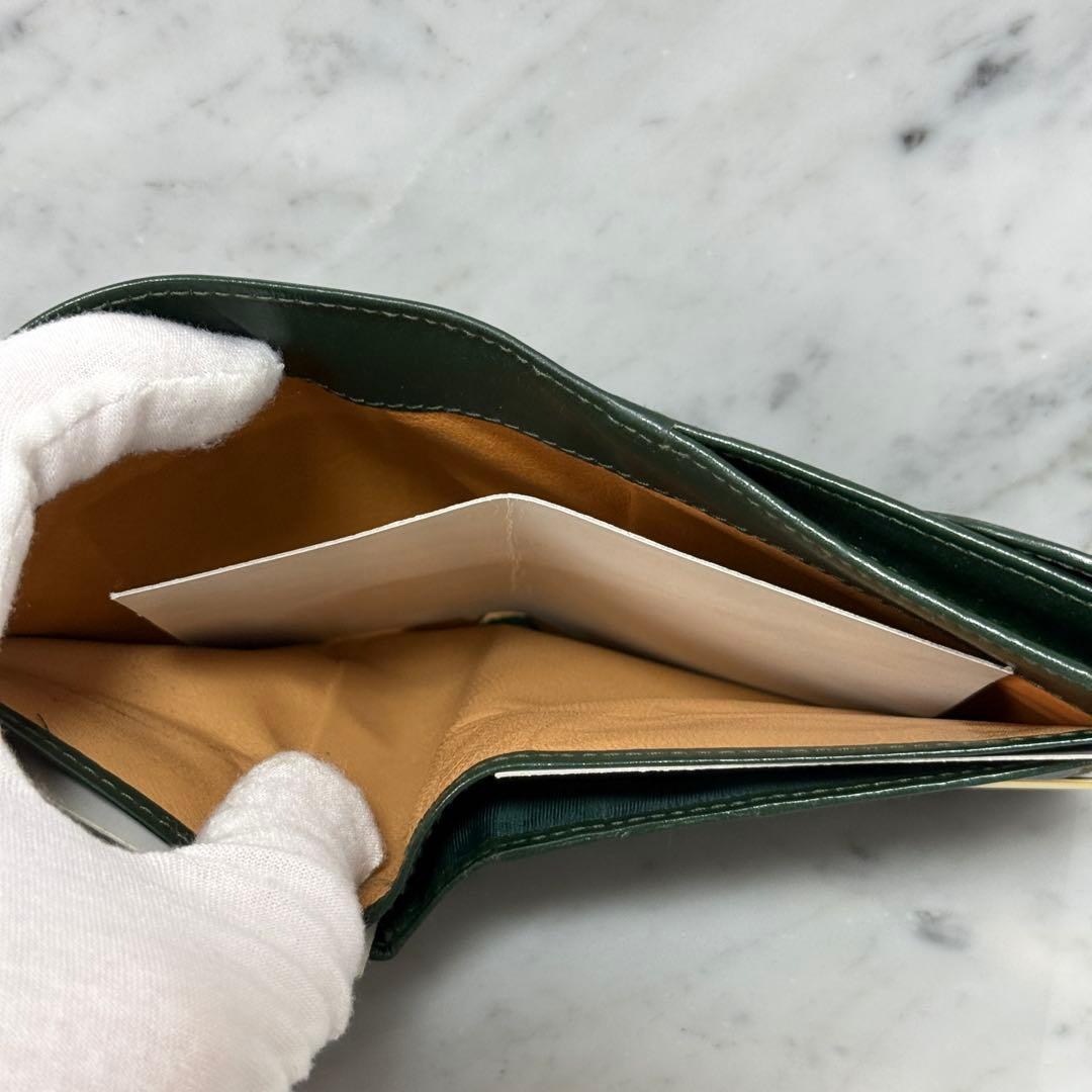 OLD GUCCI グッチ 二つ折り財布 グリーン 本革 手 ハンド 金