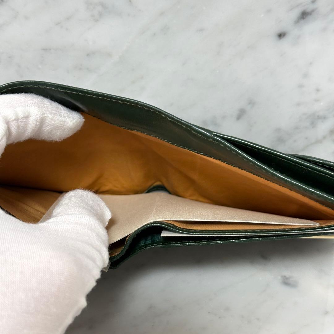 OLD GUCCI グッチ 二つ折り財布 グリーン 本革 手 ハンド 金