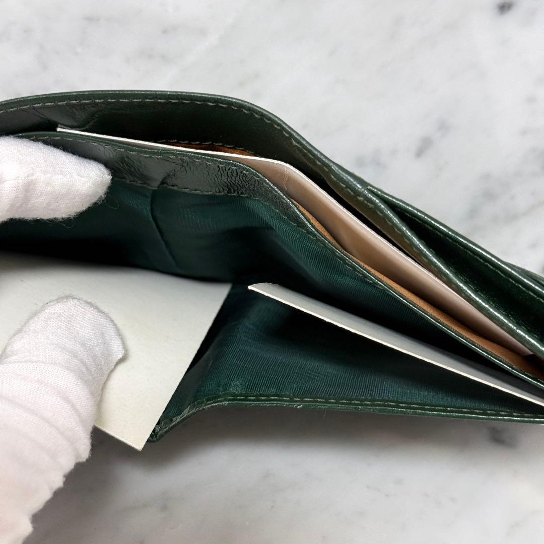OLD GUCCI グッチ 二つ折り財布 グリーン 本革 手 ハンド 金