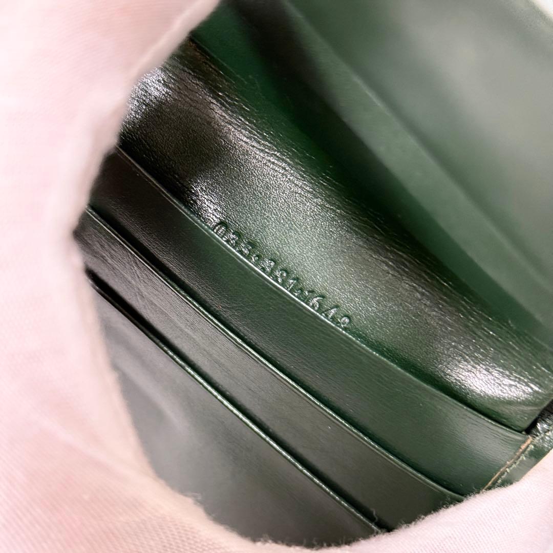 OLD GUCCI グッチ 二つ折り財布 グリーン 本革 手 ハンド 金
