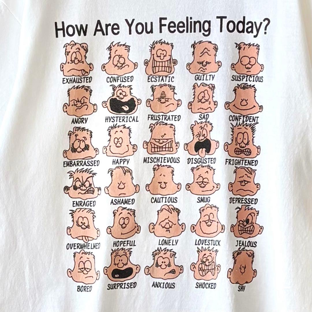 90s古着　ヴィンテージ　オニータ　Tシャツ　今日の気分　顔の表情30種