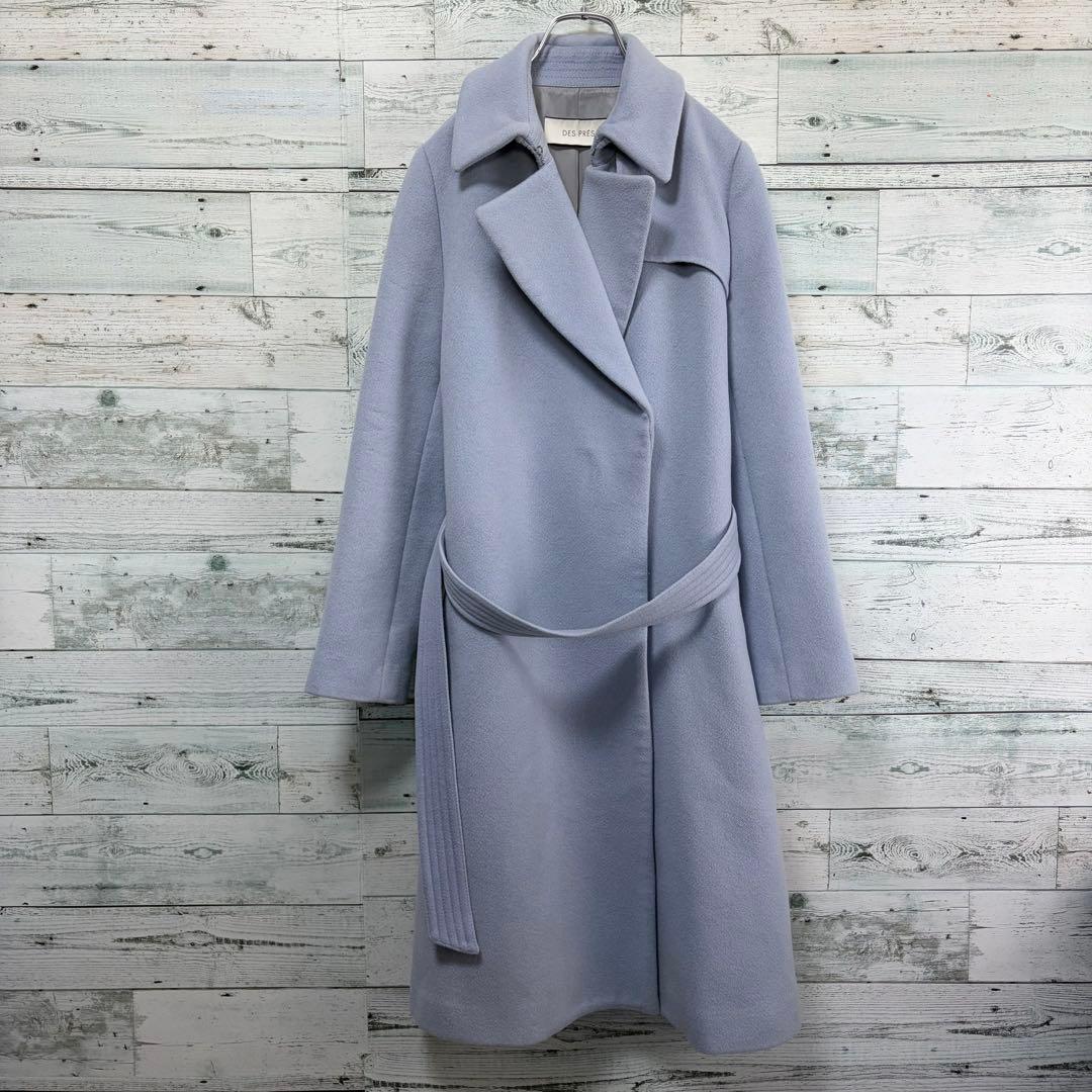 ☆高級カシミヤ100%☆デプレトゥモローランド　ベルテッドロングコート　ブルー