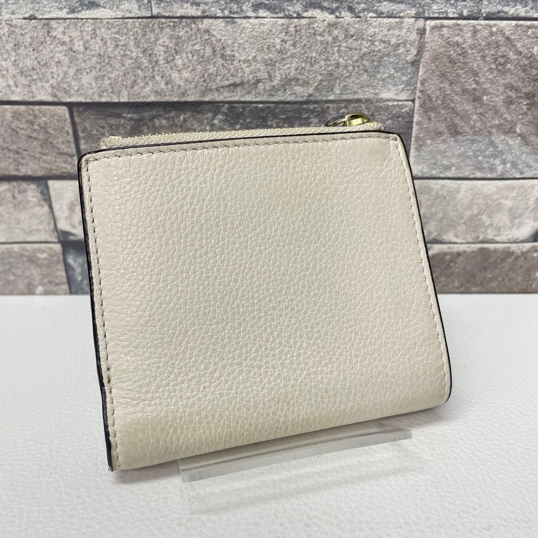 R*I様 TORY BURCH アイボリー ロゴ 二つ折りレザーコンパクト財布