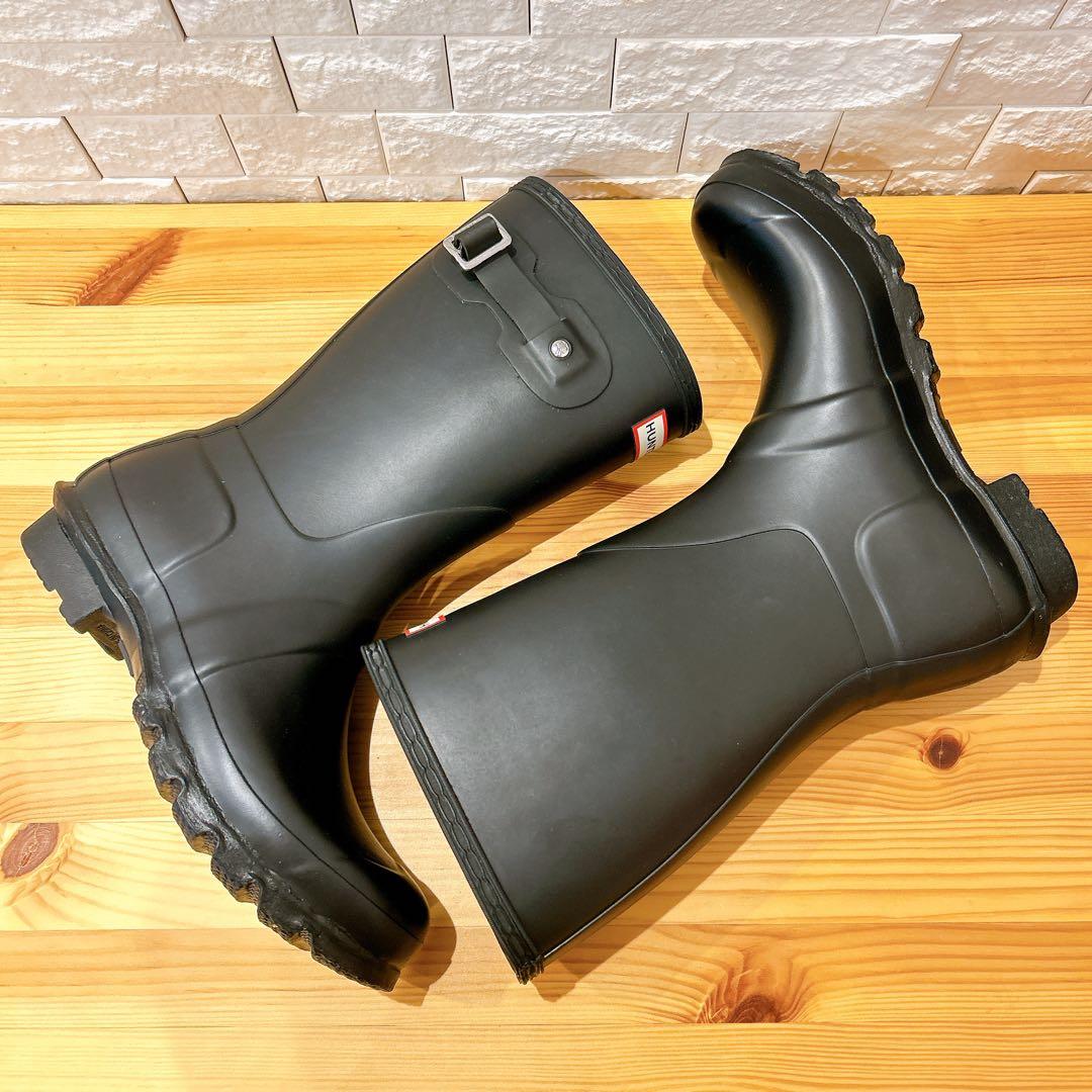 【未使用級】 HUNTER ハンター レインブーツ 長靴 バックル付き 25㎝