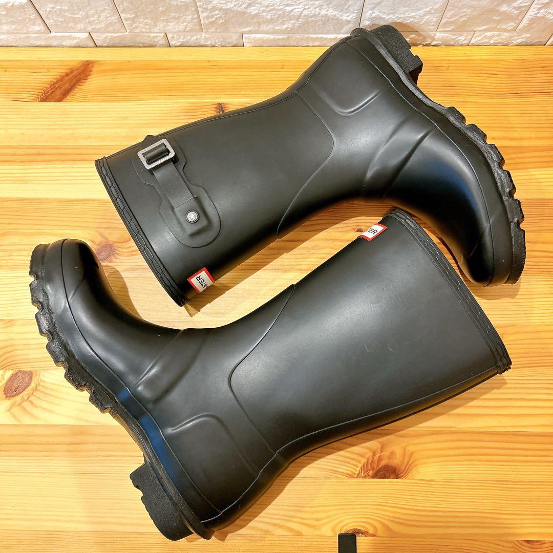 【未使用級】 HUNTER ハンター レインブーツ 長靴 バックル付き 25㎝