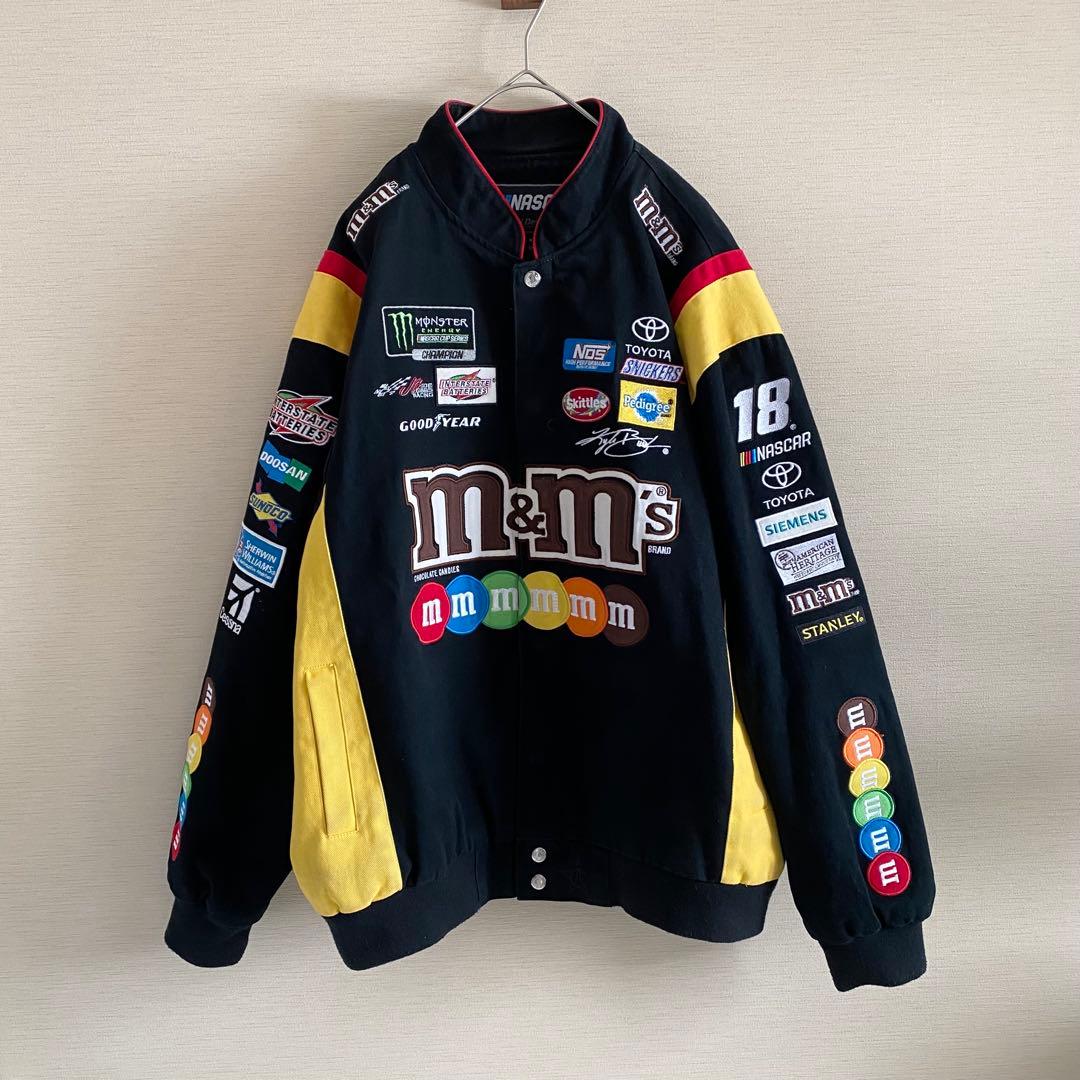 NASCAR m&m's レーシングジャケット　刺繍ロゴ　スポンサー　黒　XL