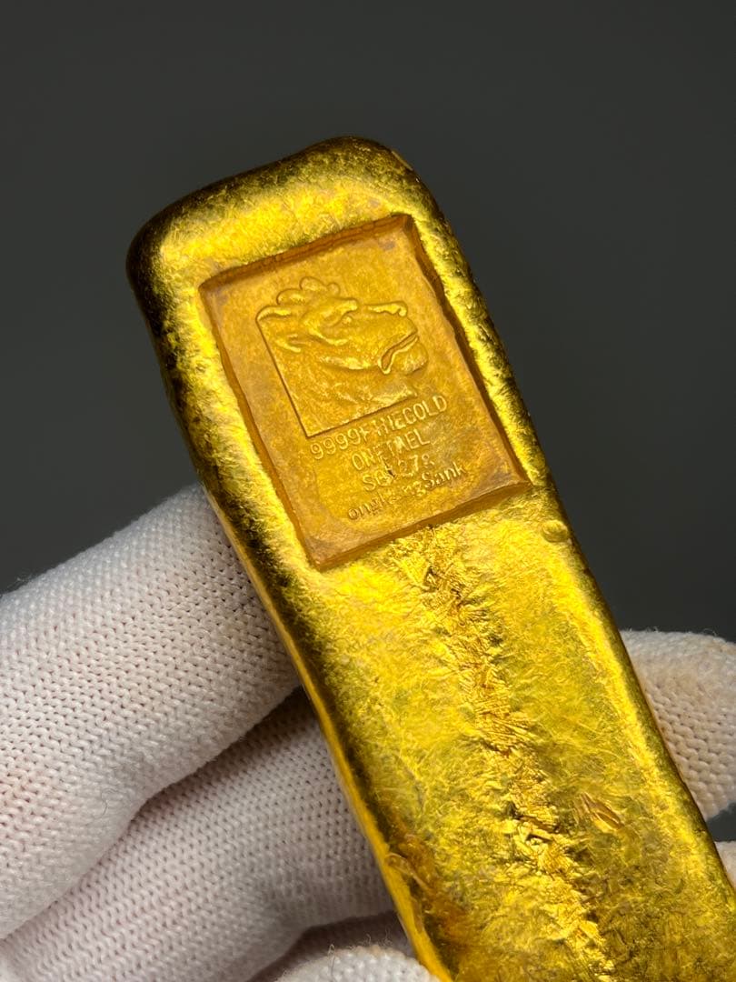 古銭　逸品金元宝　金錠　金棒　「香港・標準金條」　インテリア　金運　開運用へ