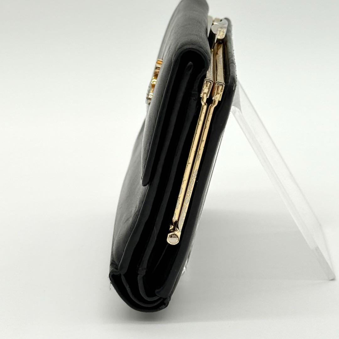 【美品】Vivienne がま口財布 三つ折り財布 ORB レザー ブラック