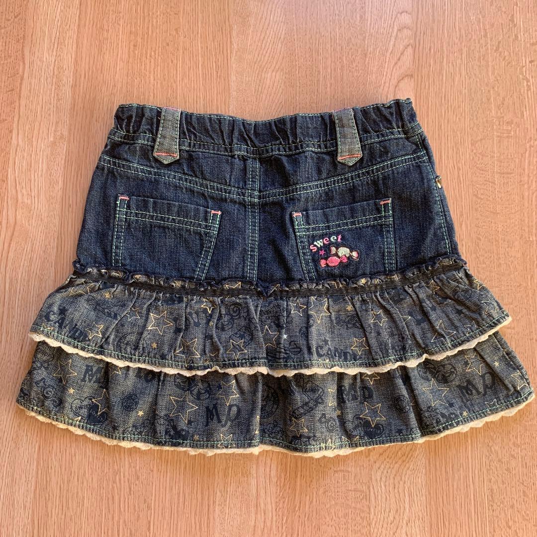 メゾピアノ　ミミちゃん刺繍パーカー　デニムスカート　110セット