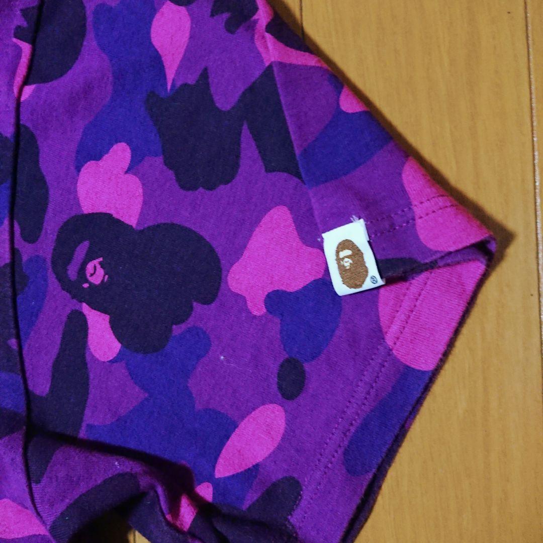 A BATHING APE ビックプリントパープルカモフラＴシャツ
