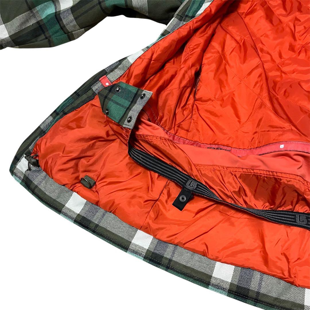 【超美品】BURTON バートン　スノーボード ウェア　チェック柄　緑　グリーン