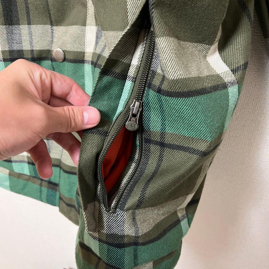 【超美品】BURTON バートン　スノーボード ウェア　チェック柄　緑　グリーン