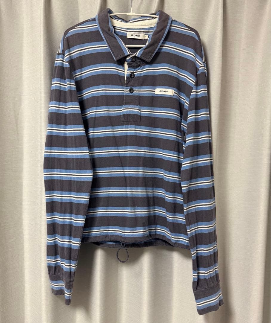 glowny TERRY PK LONG SLEEVE ストライプ ポロシャツ