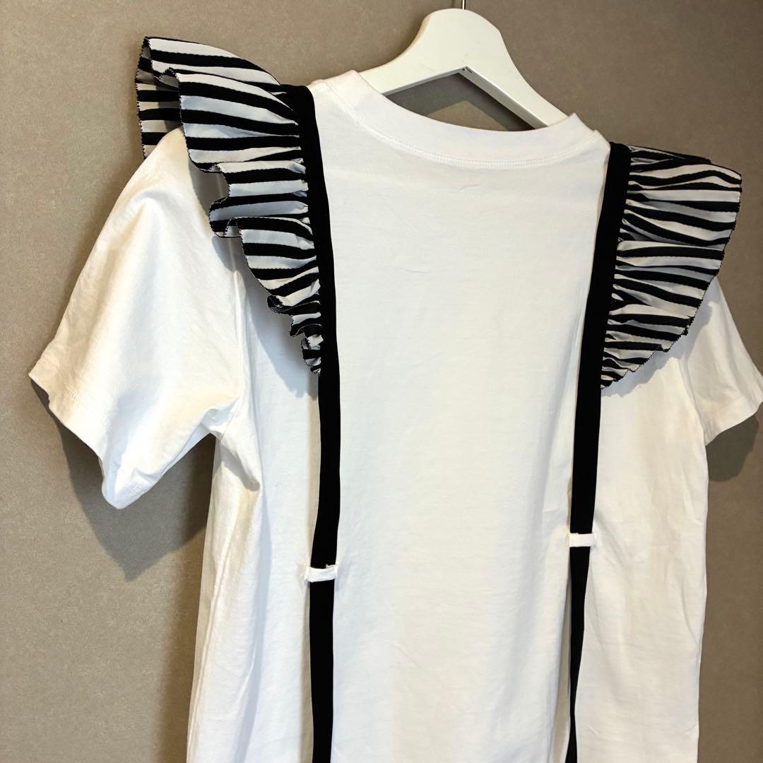 美品　24ss BORDERS at BALCONY フリルサスペンダーTシャツ