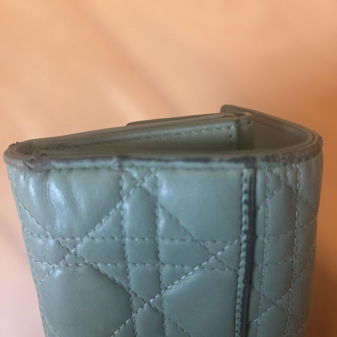 Christian Dior 三つ折り財布 ミントグリーン