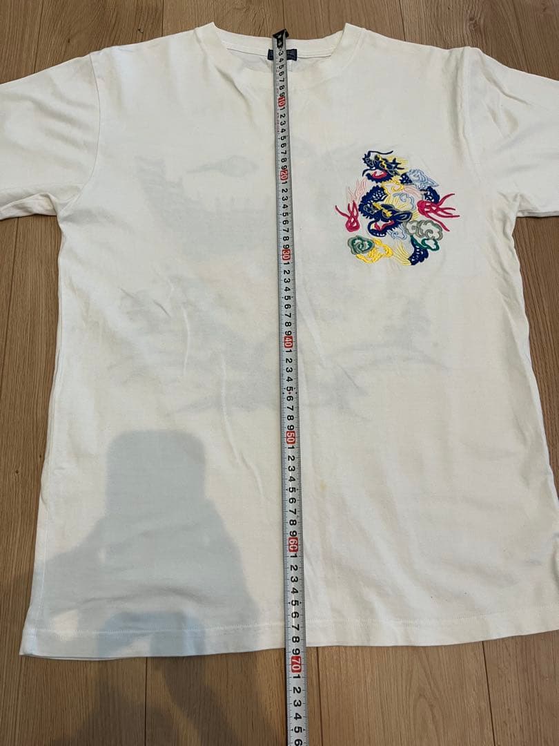 【希少】東洋エンタープライズ 刺繍 Tシャツ 龍 ドラゴン 白 スカT