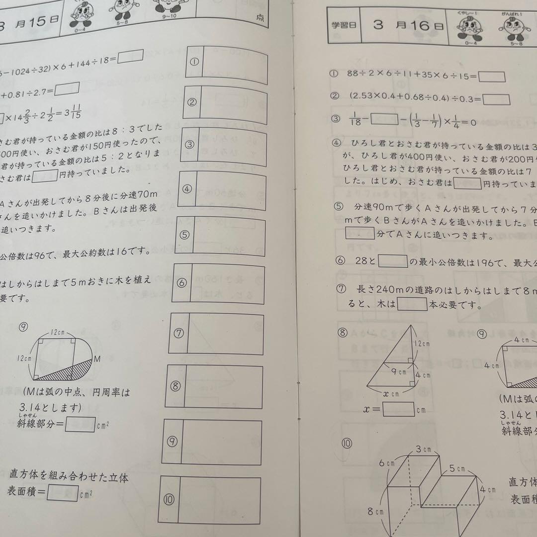 サピックス6年生「算数 基礎力トレーニング」の1年分、全12冊セット