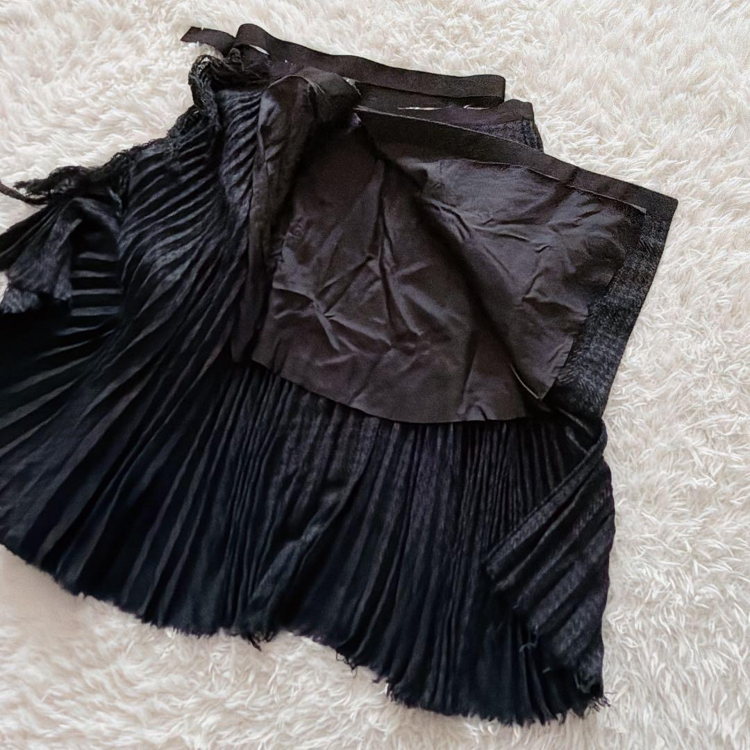 Sacai チェック柄 ラッププリーツスカート ベルト付き アシンメトリー