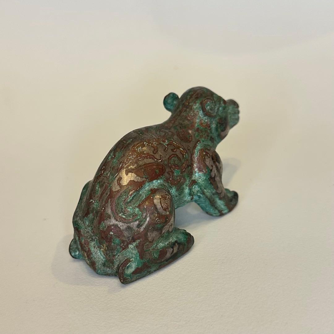 買いたい人種」希少品 戦国時代　青銅製 銅鎏金熊形置物 中国古董 骨董