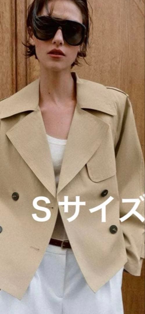 完売品　新品ZARA クリアキャメルトレンチショートコート ショルダーパッド付き