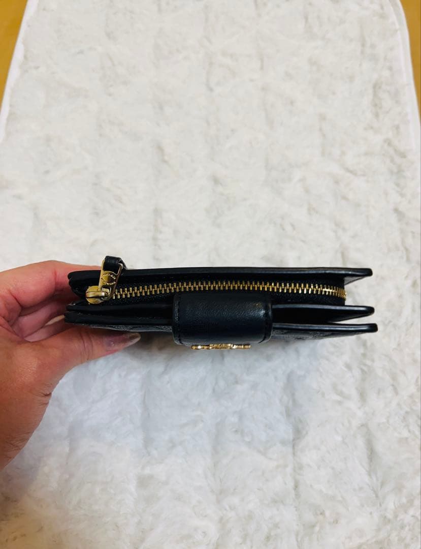 COACH コーチ 二つ折り財布 ブラック シグネチャー レザー ウォレット