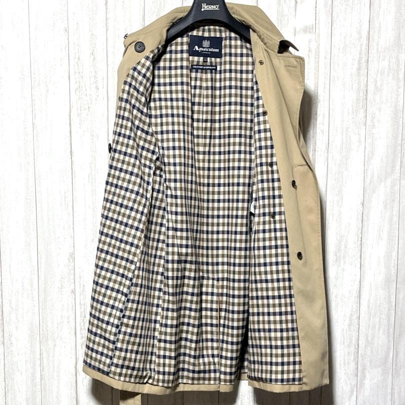 アクアスキュータム トレンチコート Aquascutum 英国製 チェック裏地