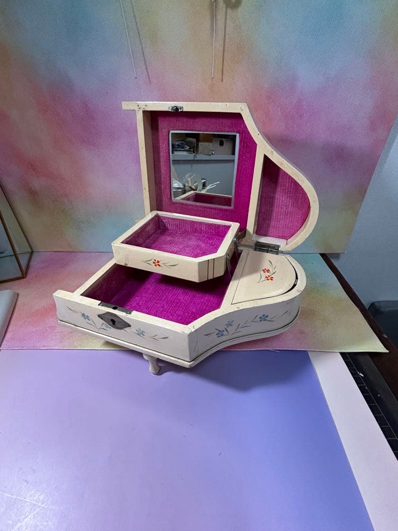 里帰り品　昭和レトロ　ピアノ型　オルゴール　ビンテージ　宇山あゆみ　別れの曲
