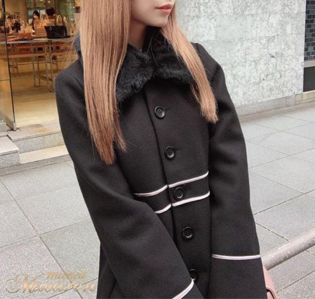 新品✨ミシェルマカロン 美シルエット Aラインコート ファー ブラック