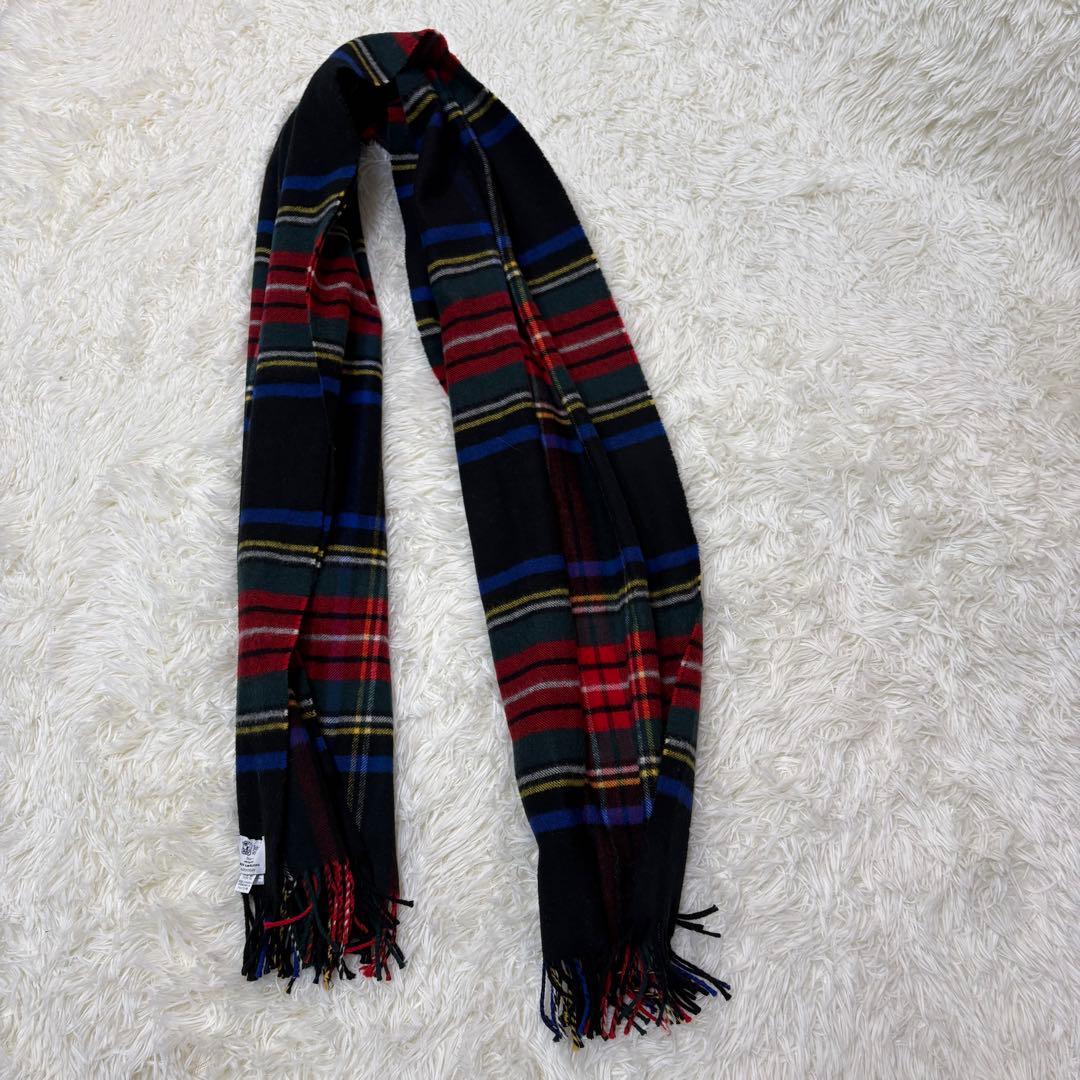 ジョンストンズ　グリーンレーベル　コラボ　カシミヤ混　チェック　大判ストール