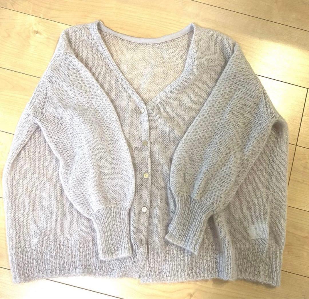 2wayシアーモヘアニットカーディガン （LIGHT GREY）