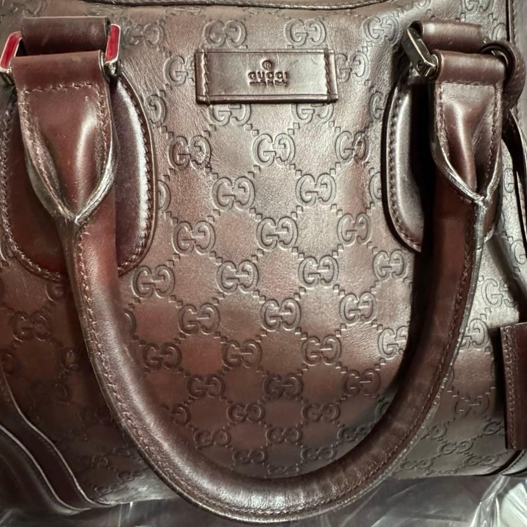 レア美品✧GUCCI ボストンバッグ 本革オールシマレザー 大容量34L鍵付