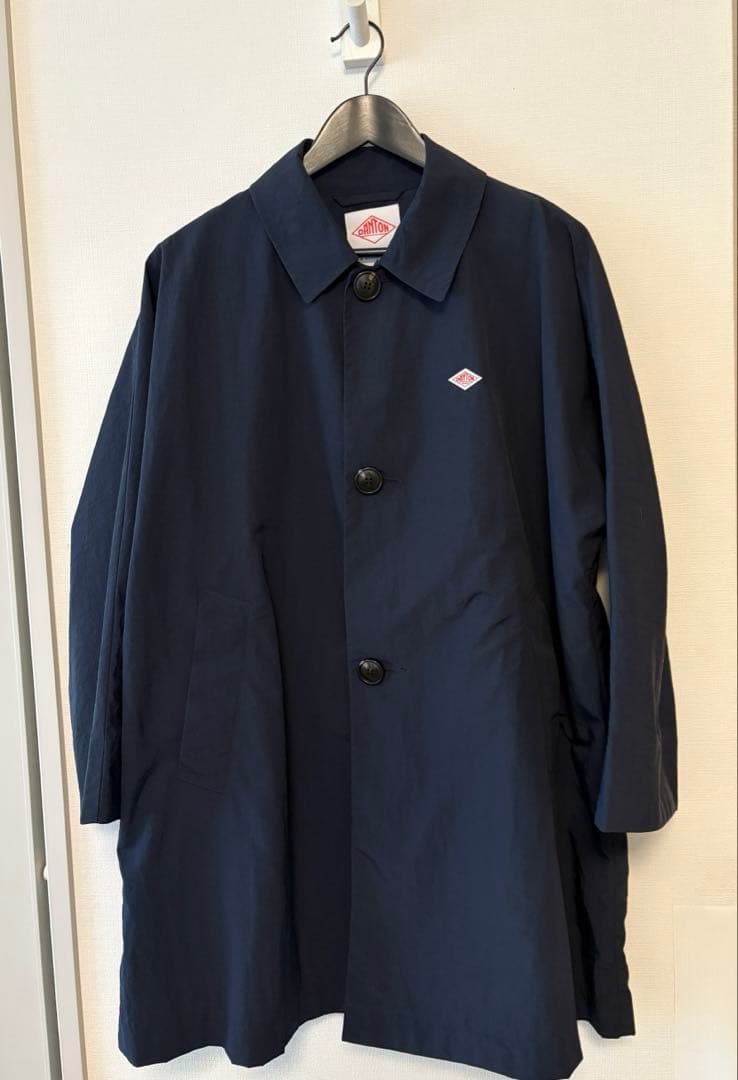 【美品】DANTON ナイロンタッサー ドルマンスリーブコート ネイビー