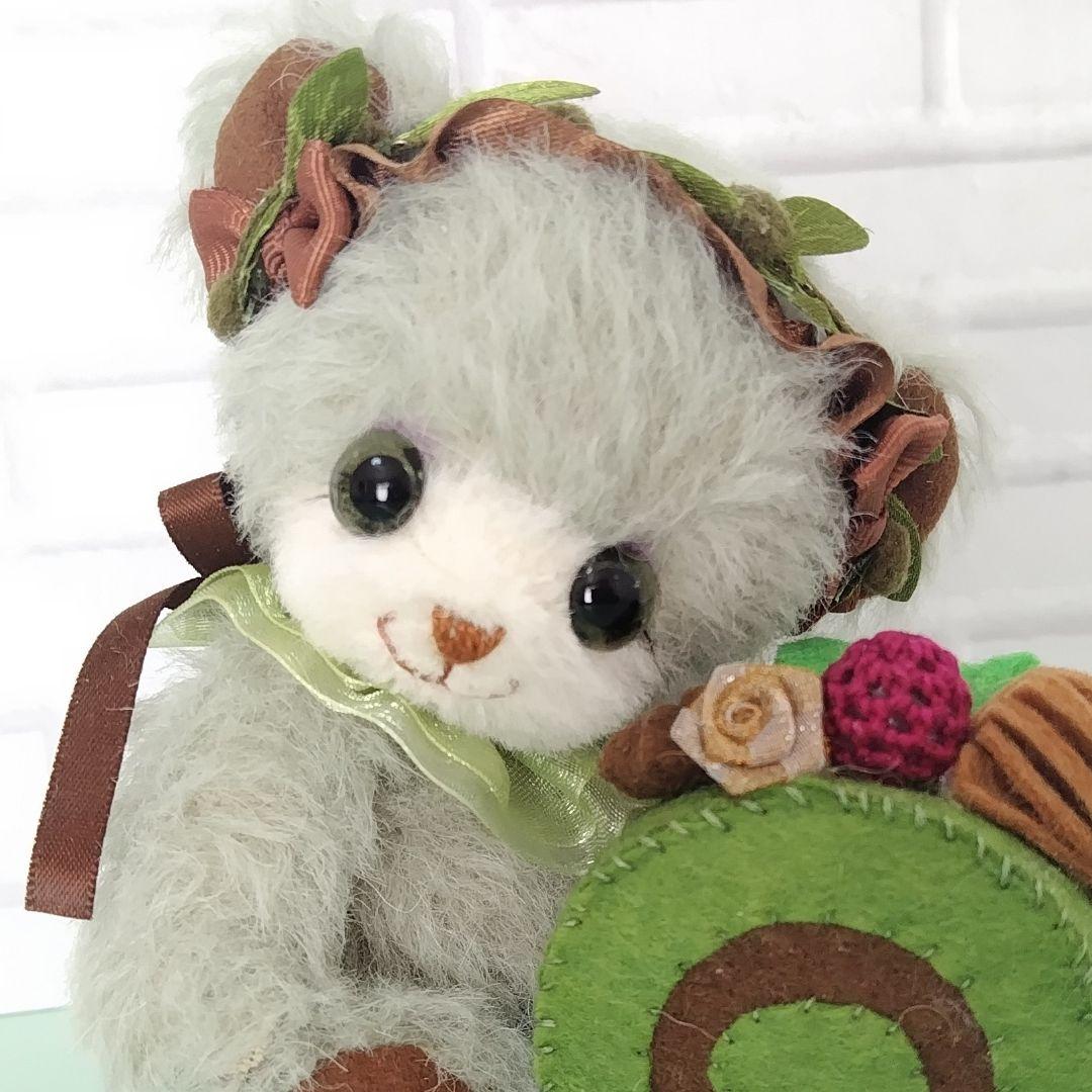 ハンドメイド ぬいぐるみ♪ 抹茶ロールケーキ テディベア