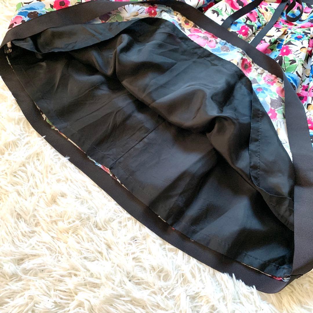 美品✨エムズグレイシー フラワーモチーフ フレア タック ワンピース 40