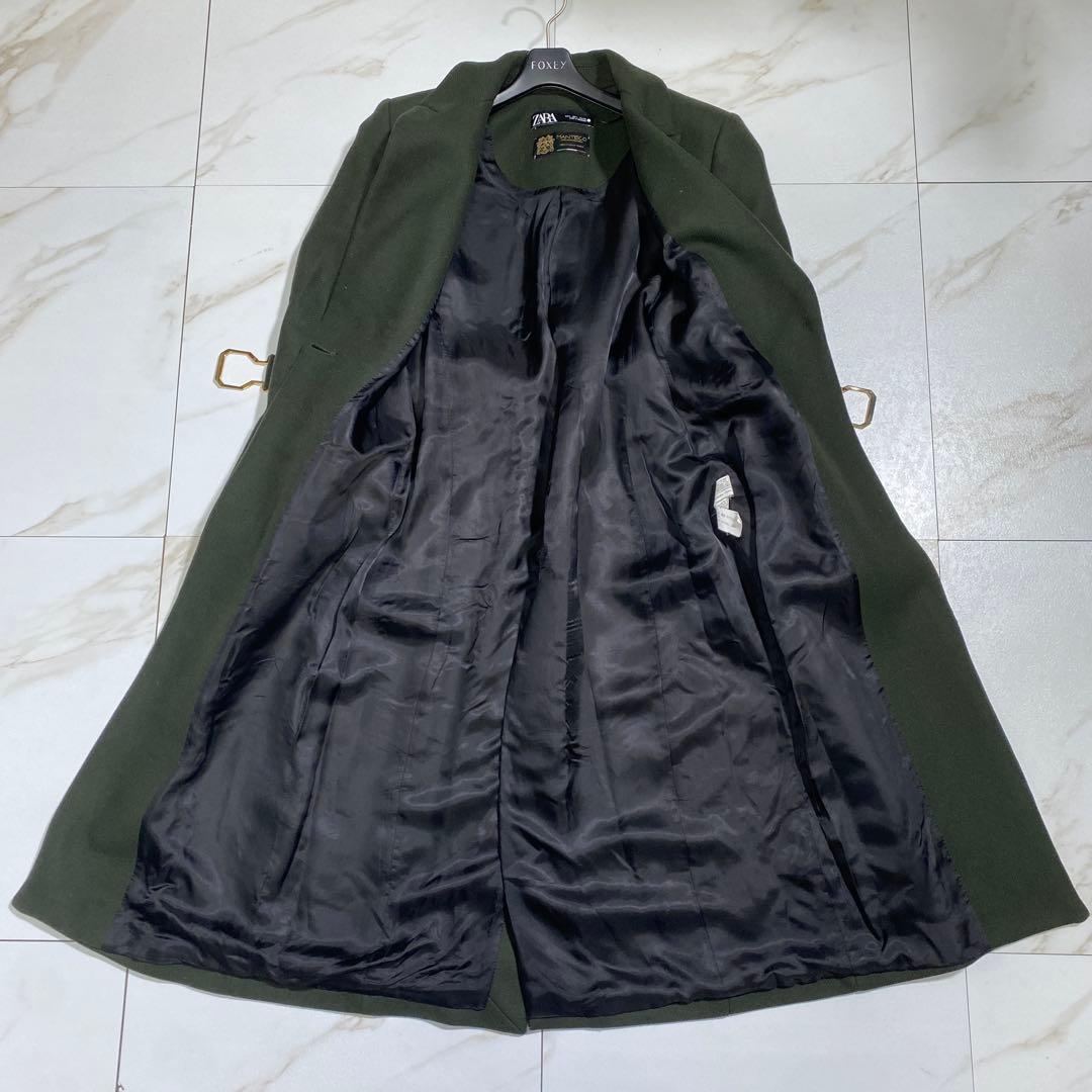 完売♡ZARA マンテコ生地 女優襟 ウールツイルベルデッドコート XL位
