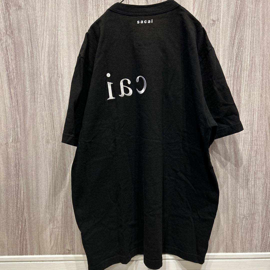 【美品】Sacai 高級半袖tシャツ 刺繍ロゴ 超希少 青山店限定 古着 XL
