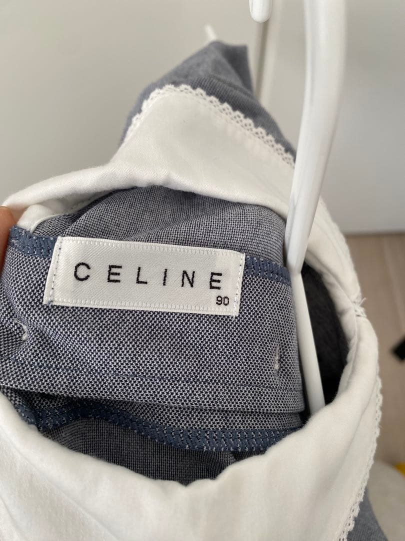 【美品】CELINE 襟付きグレー 半袖　ワンピース 90cm