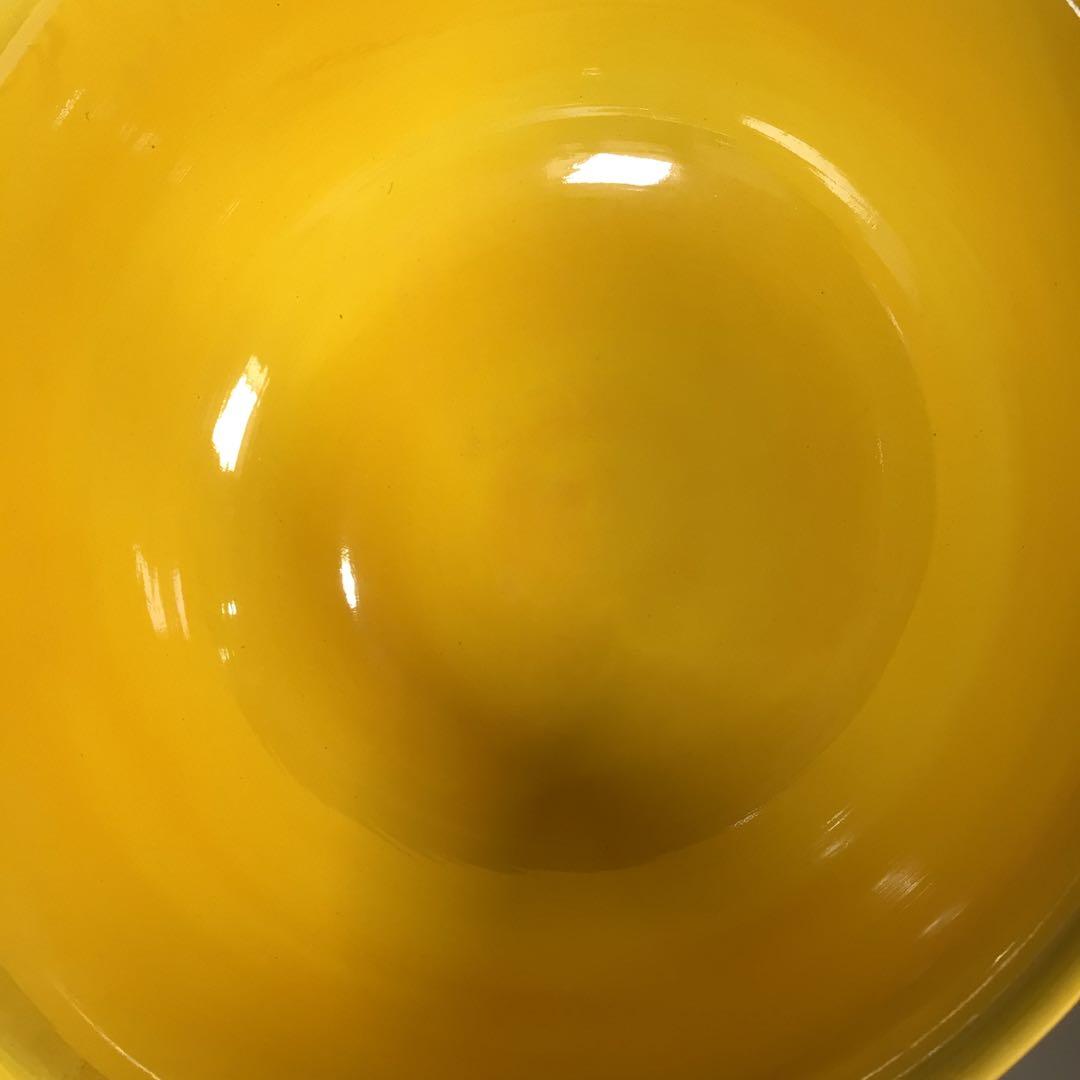 Ｍ５４２　鉢　『平安　高島洸春造』『黄交趾』『牡丹絵』『深鉢』　共箱　菓子器