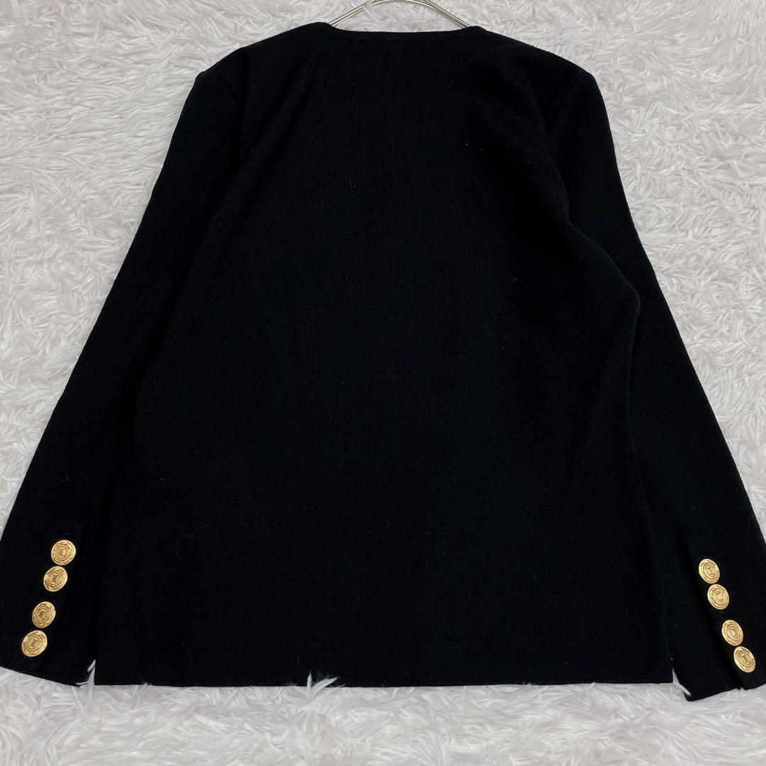 INGEBORG ピンクハウス　金ボタン　ノーカラー　ジャケット　カーディガン