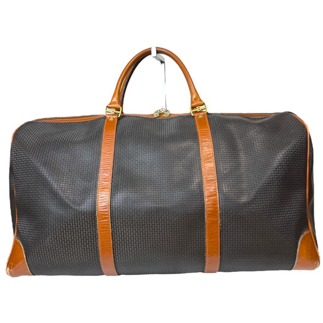 良品 BALLY 3296 ボストンバッグ Bロゴ エンボス加工 バリー 旅行