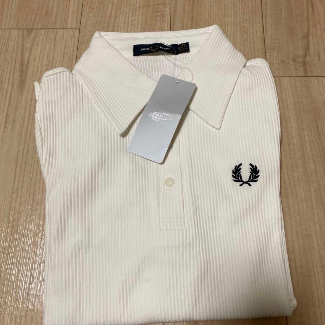 FRED PERRY ロングスリーブ リブ ポロシャツ ホワイト 白