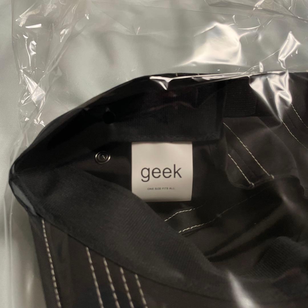 超少量生産 geek CORDURA Long Bill Cap 黒 白ステッチ