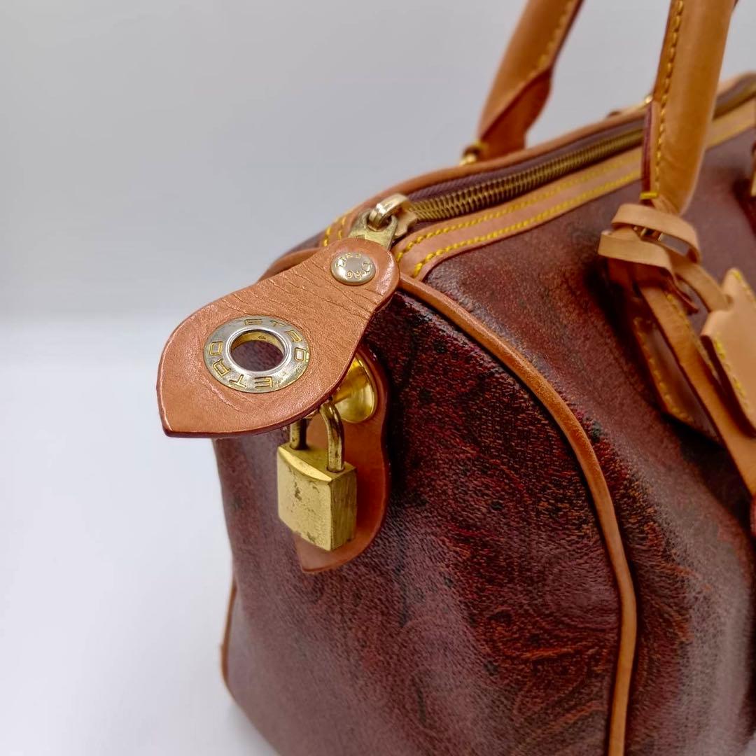 美品✨ ETRO エトロ ミニ ボストン バッグ ペイズリー PVC レザー
