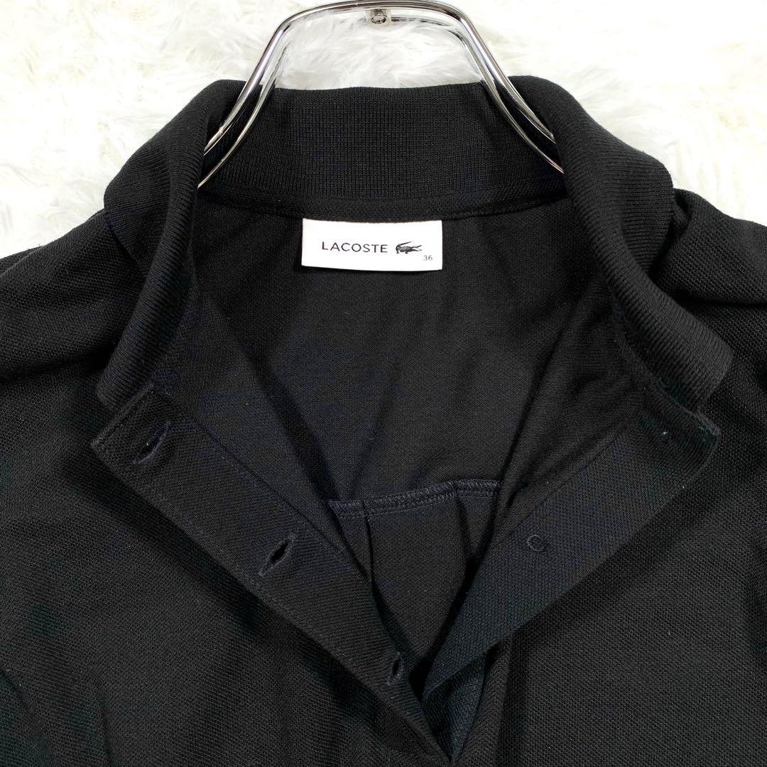 【希少】 LACOSTE バックプリーツ ポロシャツ ブラック ラコステ 鹿の子